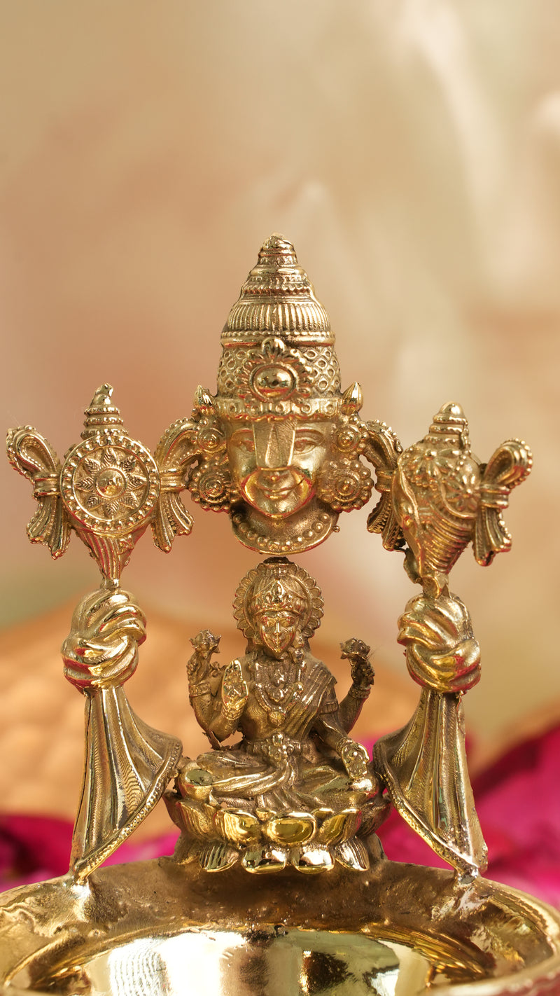 Brass Tirupati Balaji Lakshmi Diya | Rigvedaa™