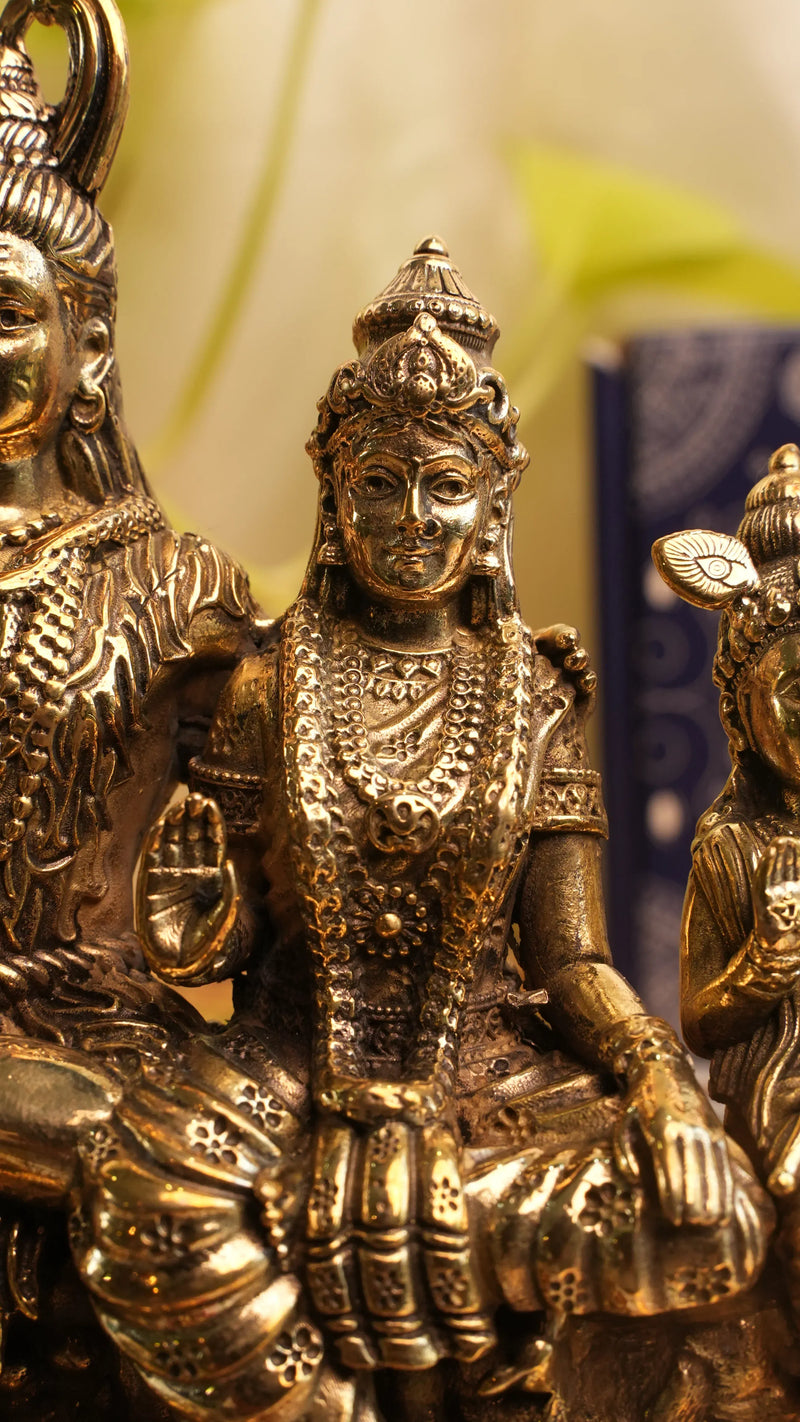 Brass Shiv Parivar – 4.25 Inch | Divine Family Idol for Harmony & Protection