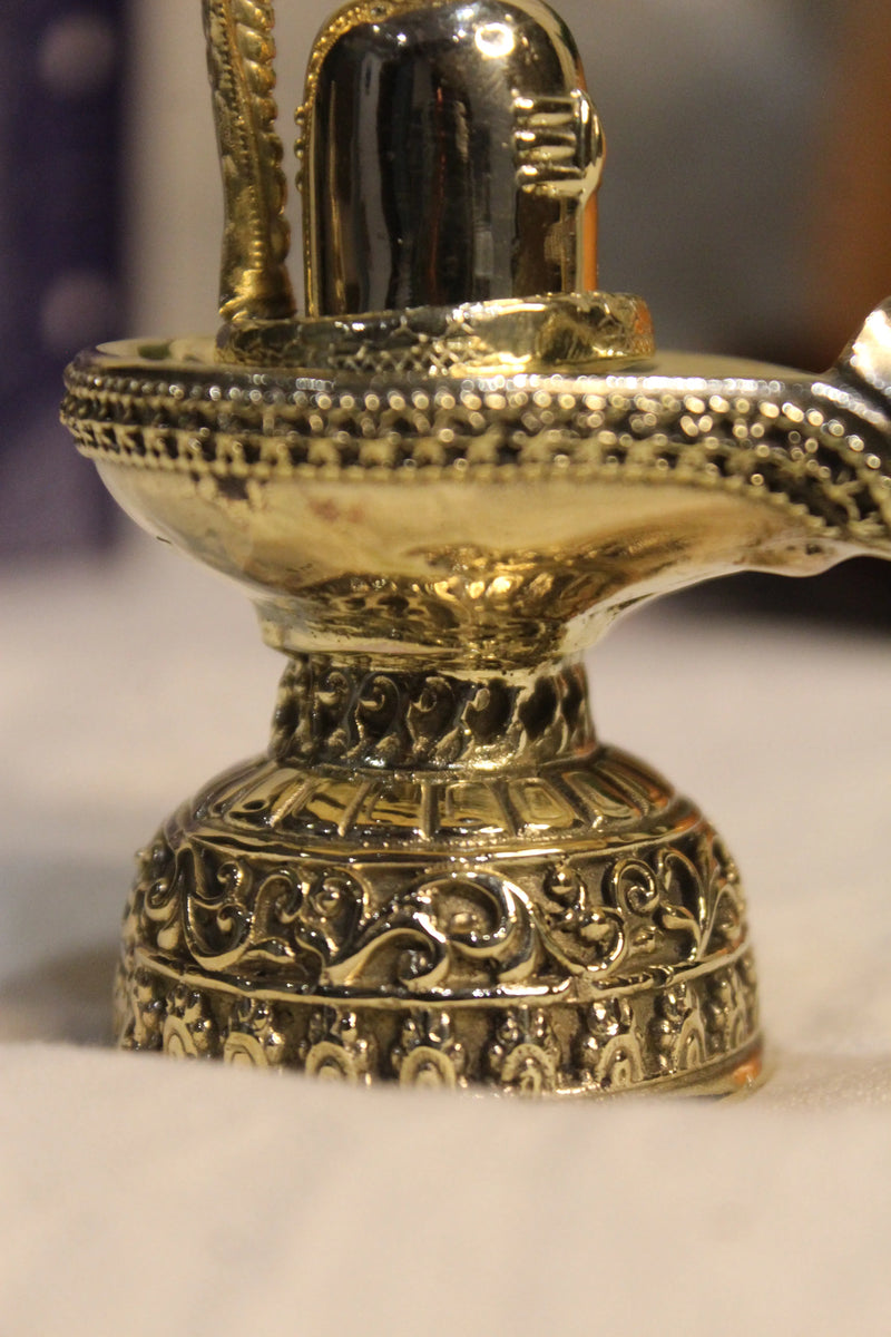 Brass Shivling with Nandi Idol (3.5 Inch) | Rigvedaa™
