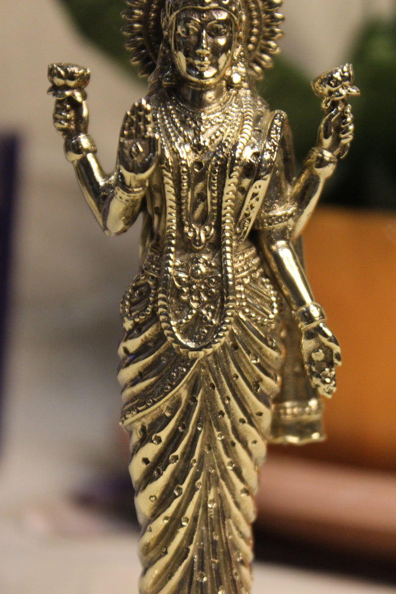 Brass Standing Laxmi Vishnu Murti Pair 5 inch | Rigvedaa™