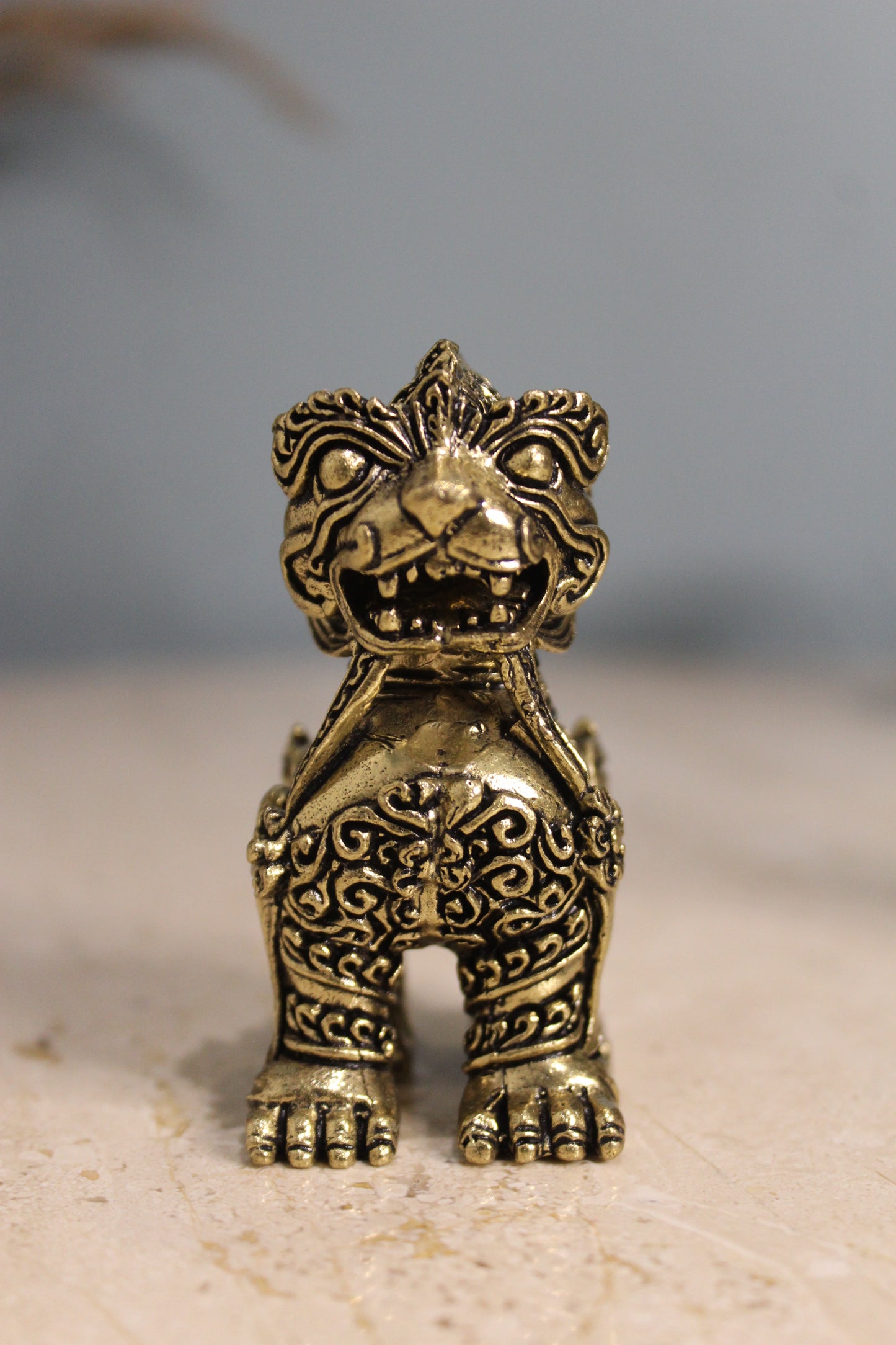 Brass Qilin Statue Pair | Feng Shui Kirin Dragon Horse Figurine for Wealth, Protection & Good Luck ( 3.00 inch )