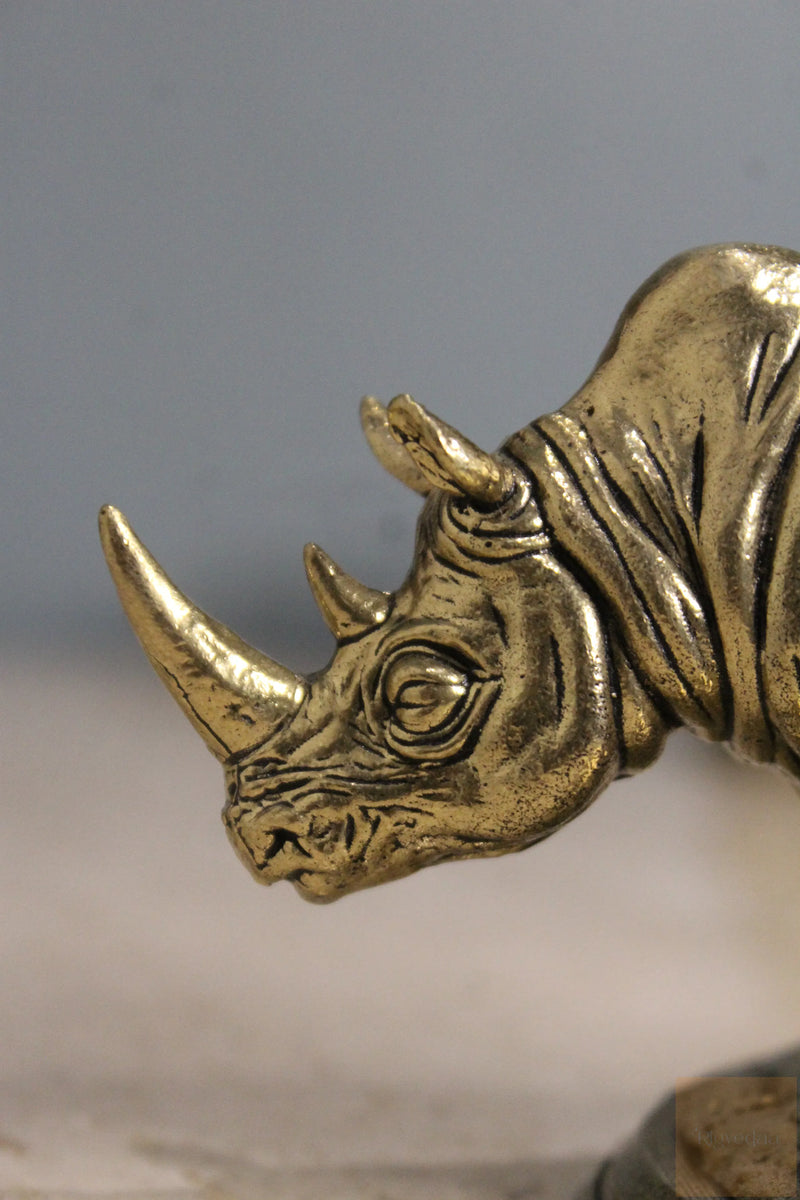 Brass Feng Shui Rhinoceros Protection Statue (3.25")