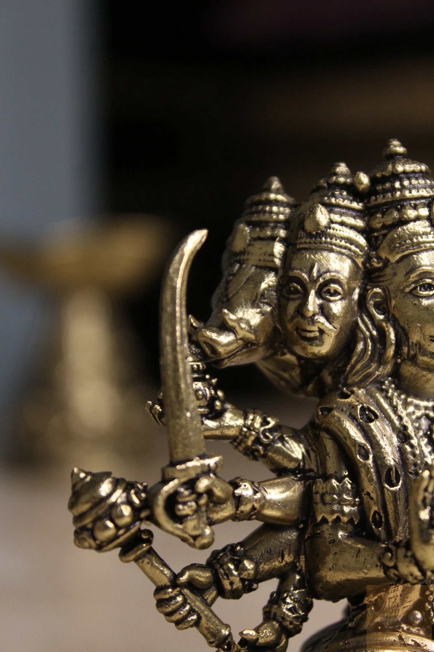 Brass Panchmukhi Balaji Idol | Sitting Panchmukhi Hanuman Statue for Home Mandir, Protection & Divine Blessings