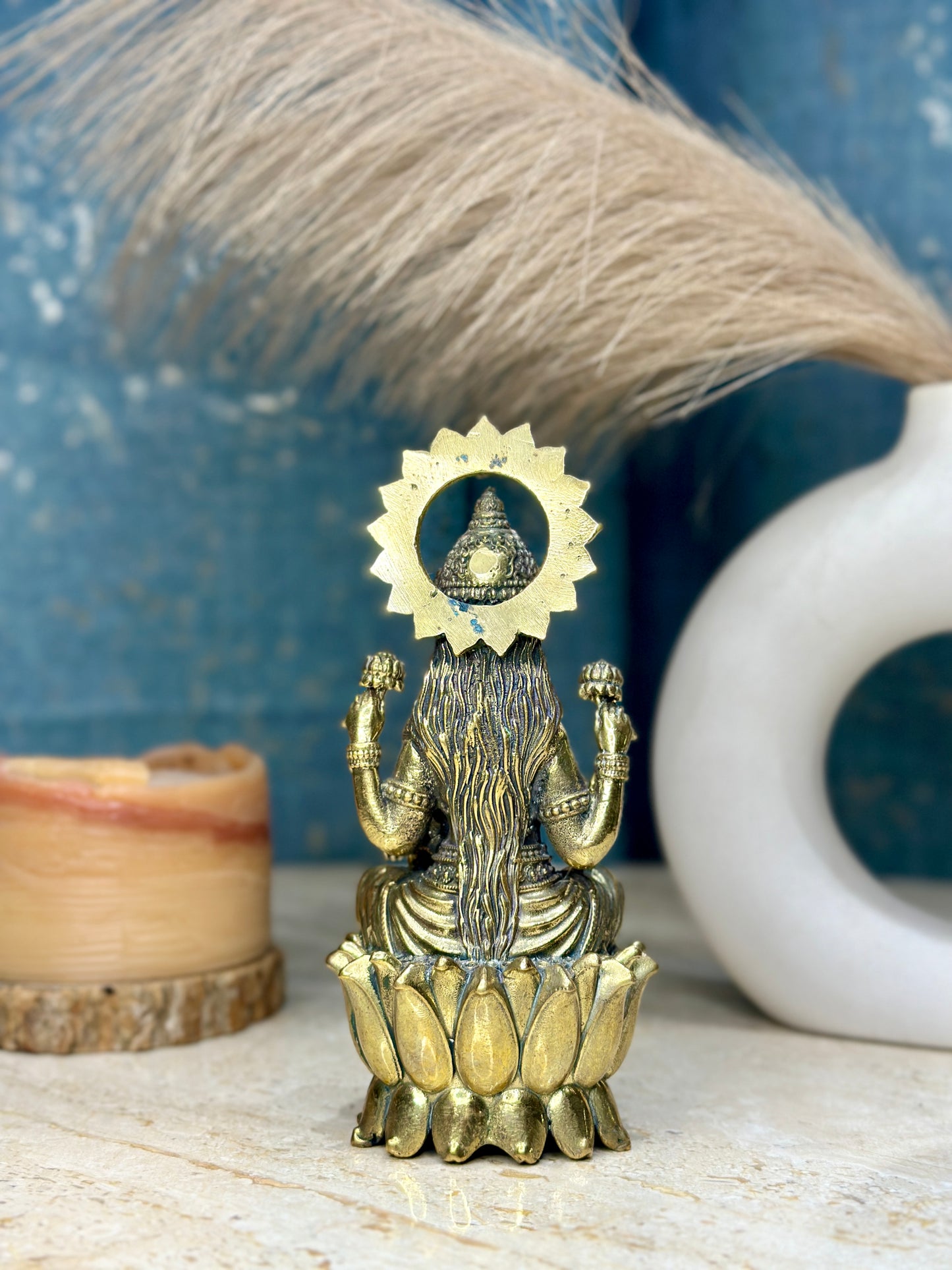 Goddess Laxmi Brass Murti Sitting on Kamal | Lotus Brass Idol for Wealth & Fortune