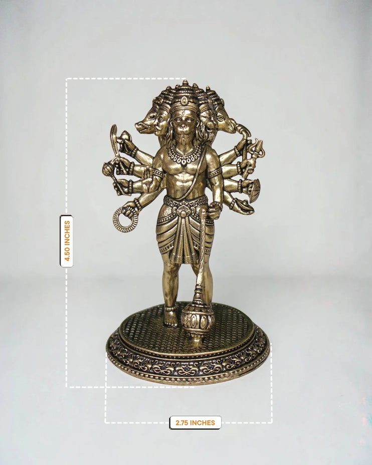Brass Standing Panchmukhi Balaji Idol 4.50" | Rigvedaa™