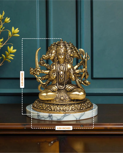 Brass Sitting Panchmukhi Hanuman Statue