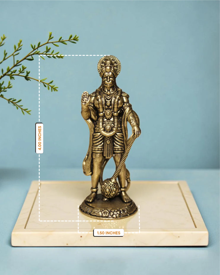 Brass Standing Hanuman Ashirwad Pose Statue (4 Inch)