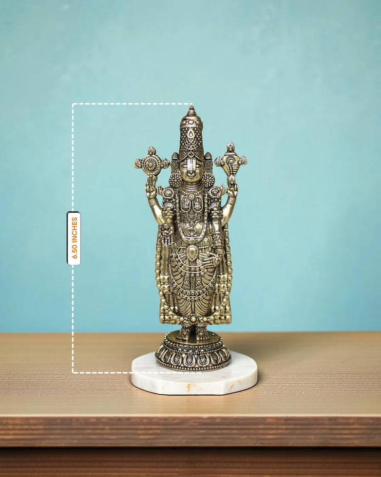 Brass Lord Venkateswara Tirupati Balaji Standing Idol (6.5")
