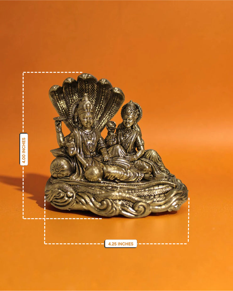 Brass Vishnu Lakshmi Sheshnag Statue | Rigvedaa™