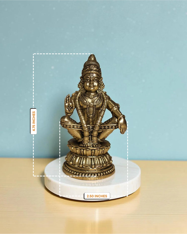 Brass Swami Ayyappan Dharma Sastha Statue (4.75")