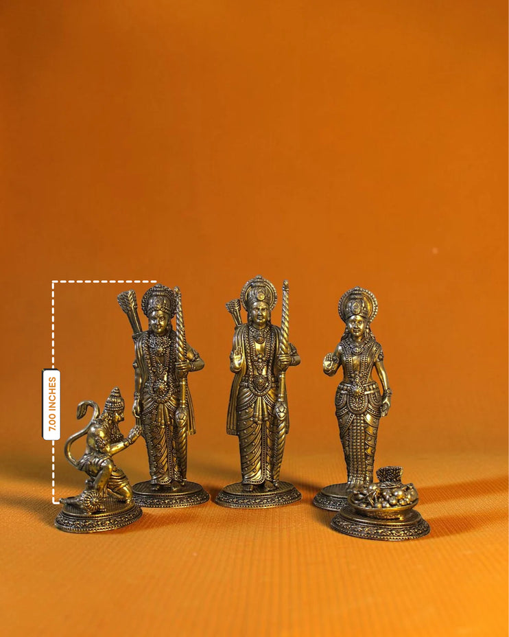 Antique Brass Ram Darbar Idol Set (7 Inch) | Rigvedaa™