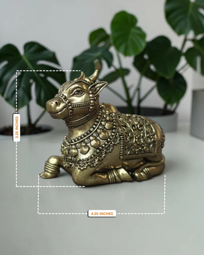 Brass Sitting Nandi Idol  3.25" | Nandi Bull – Rigvedaa™
