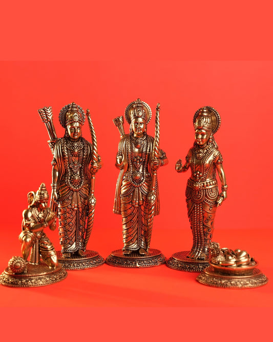 Antique Brass Ram Darbar Idol Set (7 Inch) | Rigvedaa™