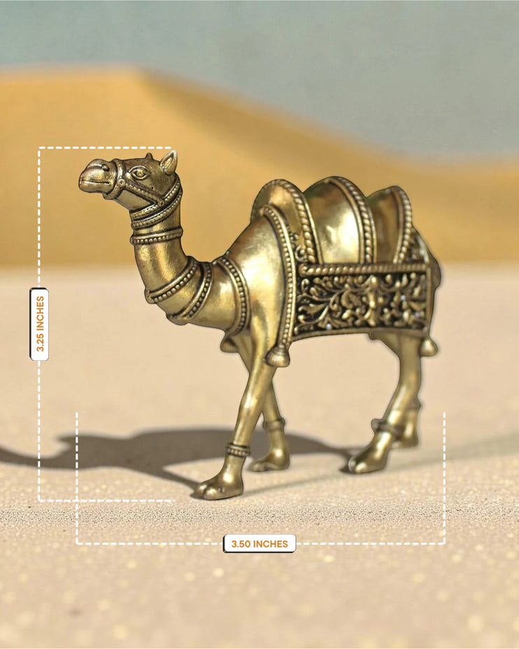 Handcrafted Rajasthani Brass Camel Sculpture (3.5" )
