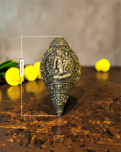 Lord Hanuman Engraved Brass Conch Shell (4.5" )