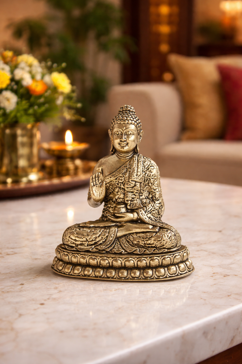 Brass Gautam Buddha Dhyana Mudra Statue (3 Inch)