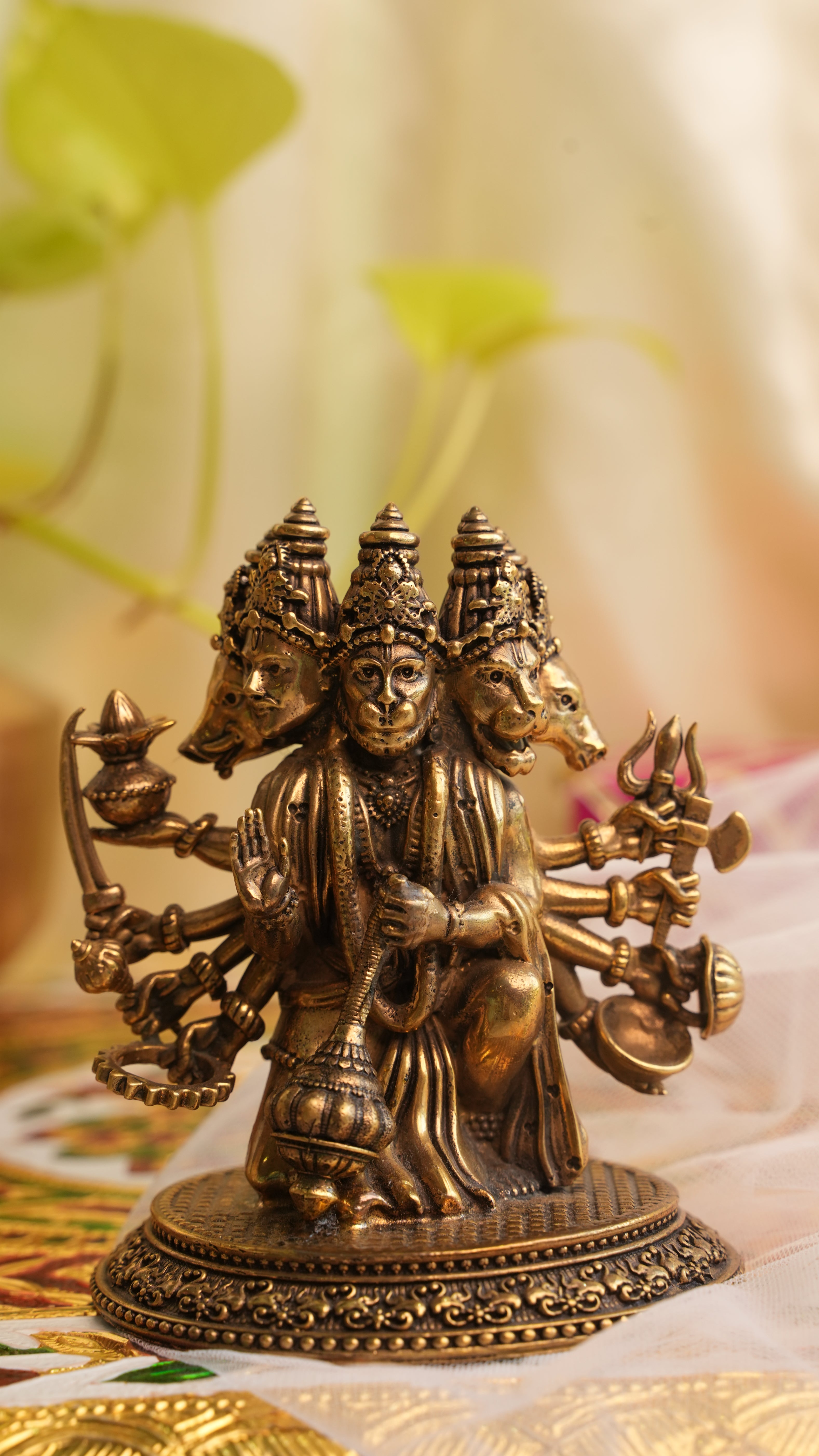 Panchmukhi Hanuman Brass Murti – 4.5 Inch | Five-Faced Hanuman Idol for Protection & Devotion