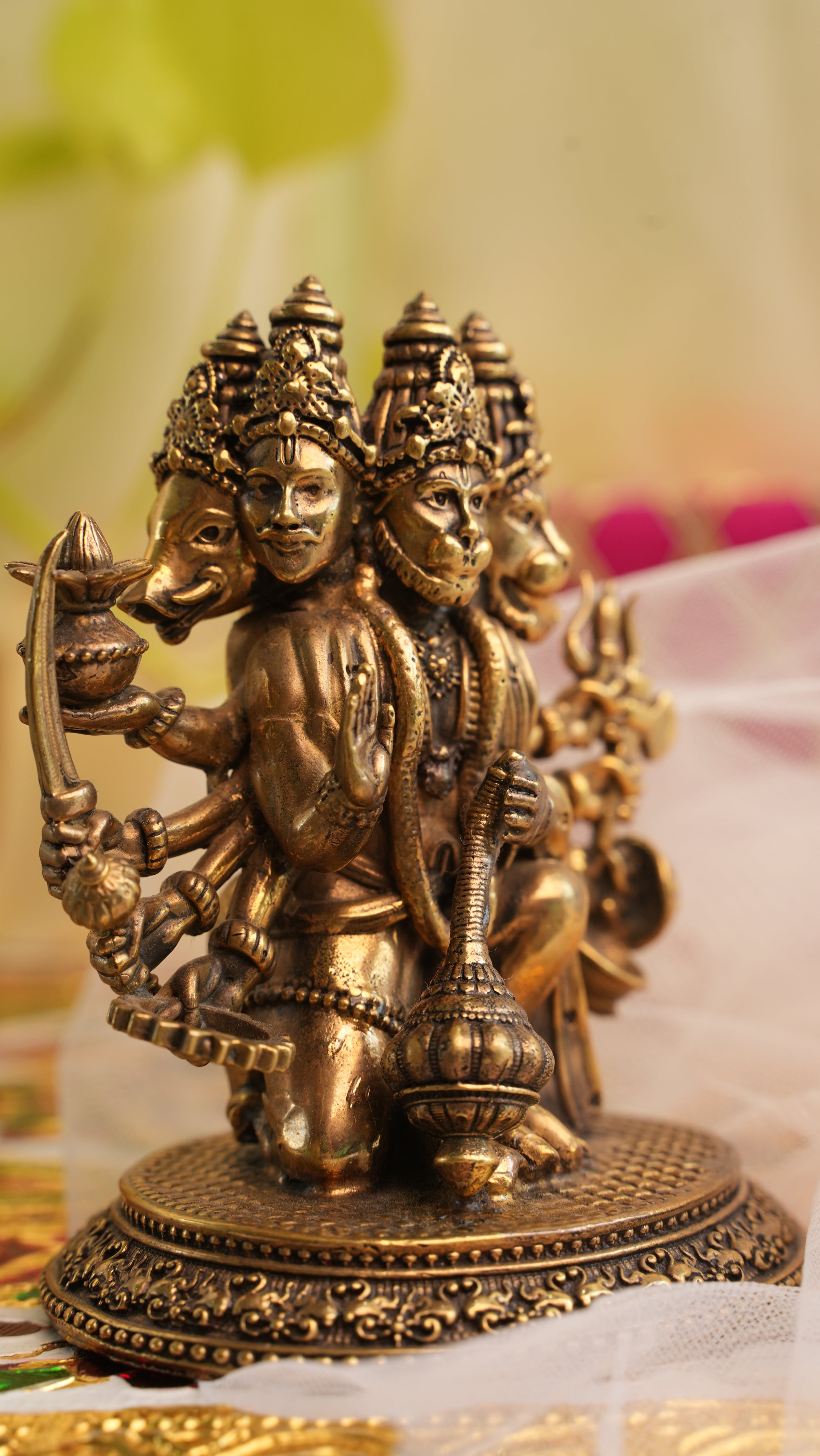 Panchmukhi Hanuman Brass Murti – 4.5 Inch | Five-Faced Hanuman Idol for Protection & Devotion