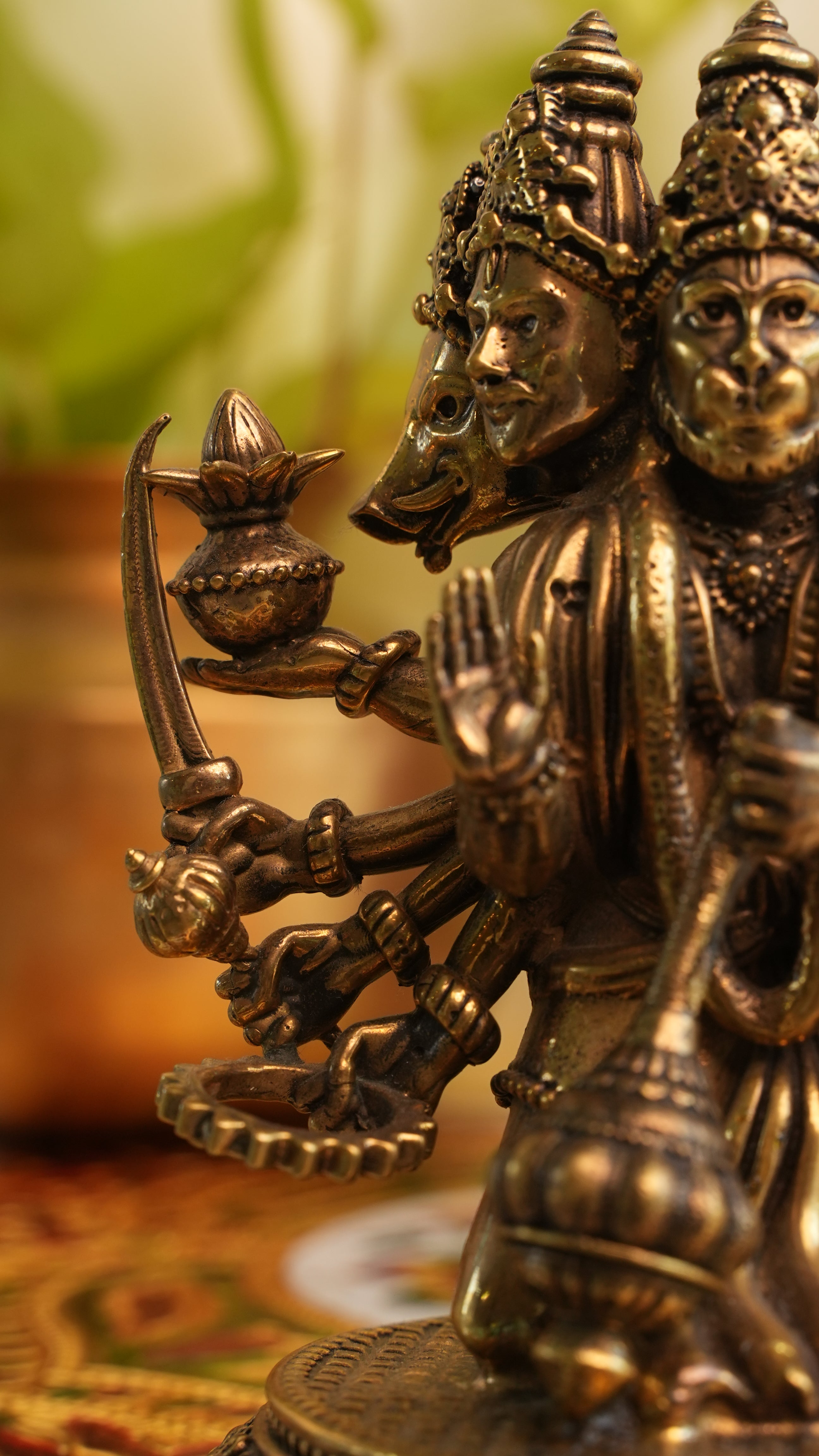 Panchmukhi Hanuman Brass Murti – 4.5 Inch | Five-Faced Hanuman Idol for Protection & Devotion