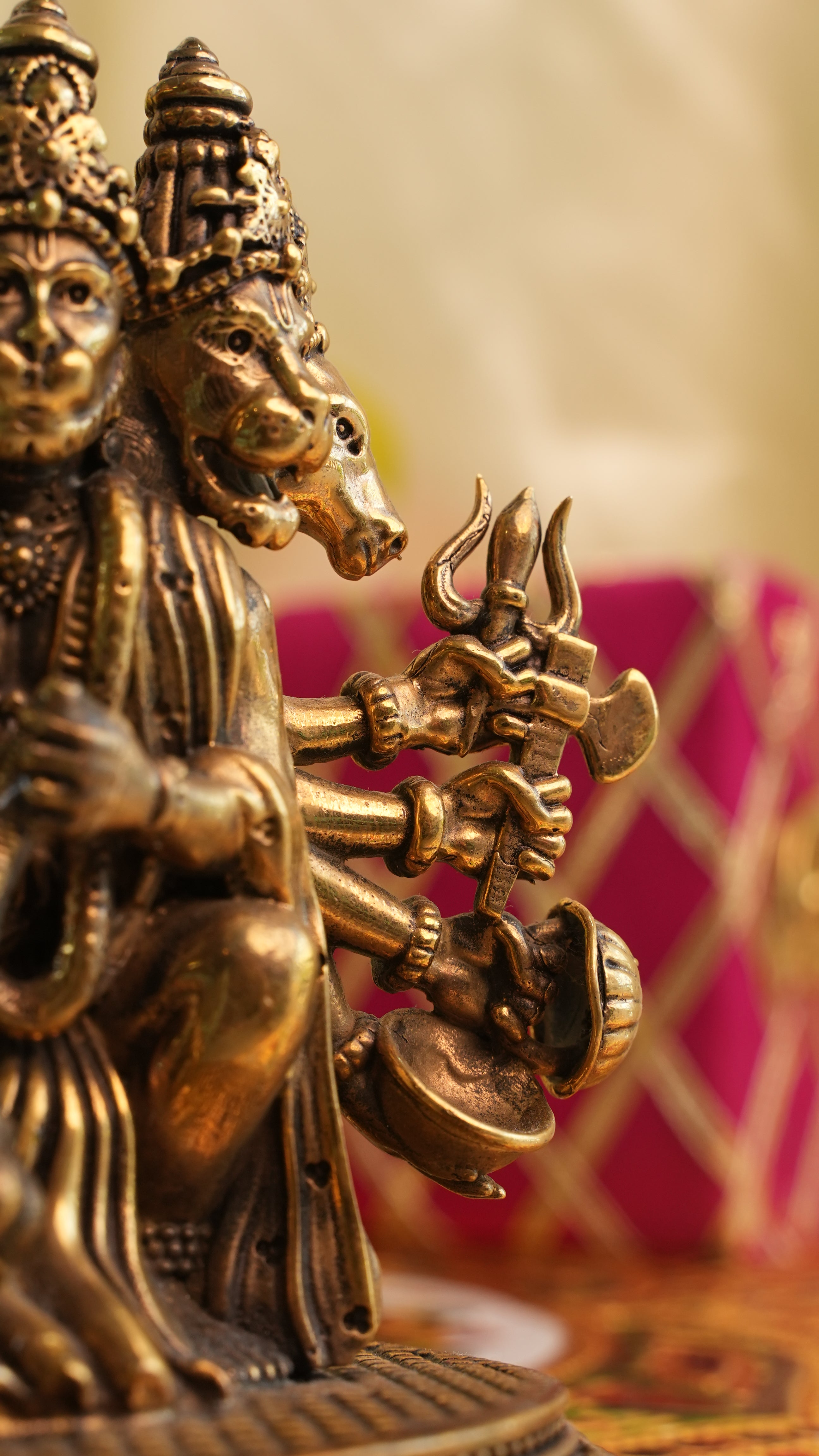 Panchmukhi Hanuman Brass Murti – 4.5 Inch | Five-Faced Hanuman Idol for Protection & Devotion