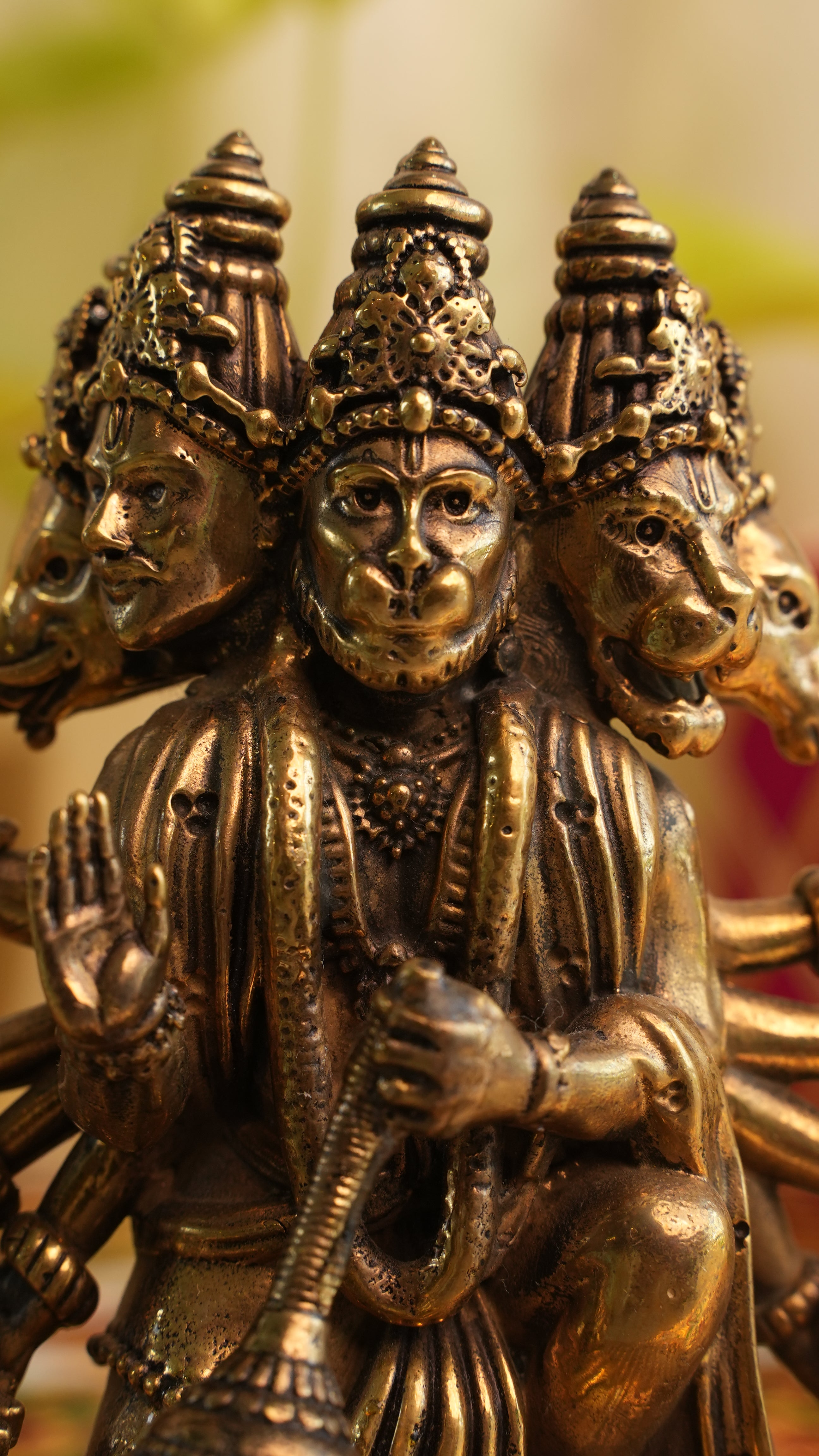 Panchmukhi Hanuman Brass Murti – 4.5 Inch | Five-Faced Hanuman Idol for Protection & Devotion