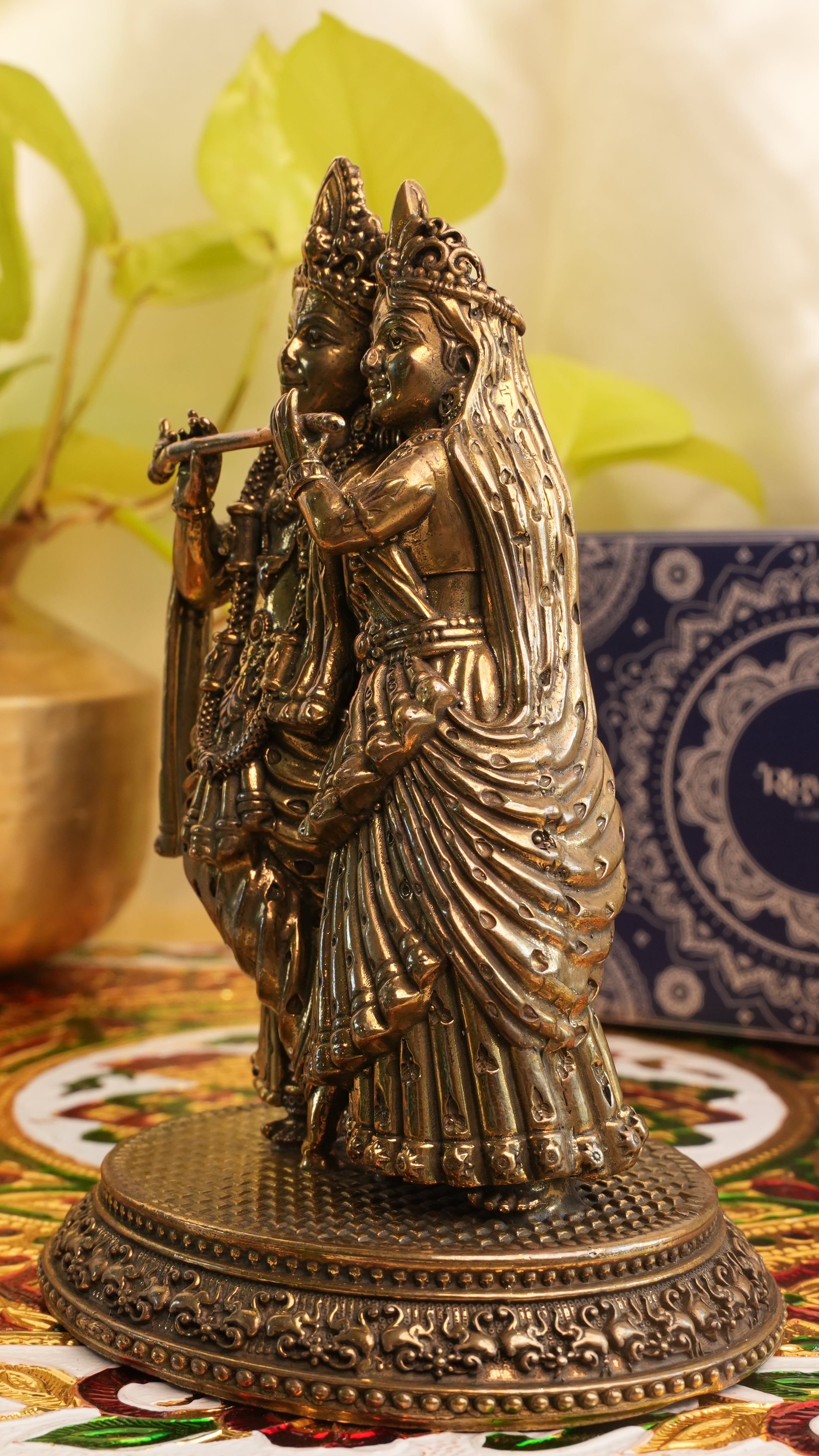 Radha Krishna Brass Idol – 4.5 Inch | Symbol of Divine Love & Harmony