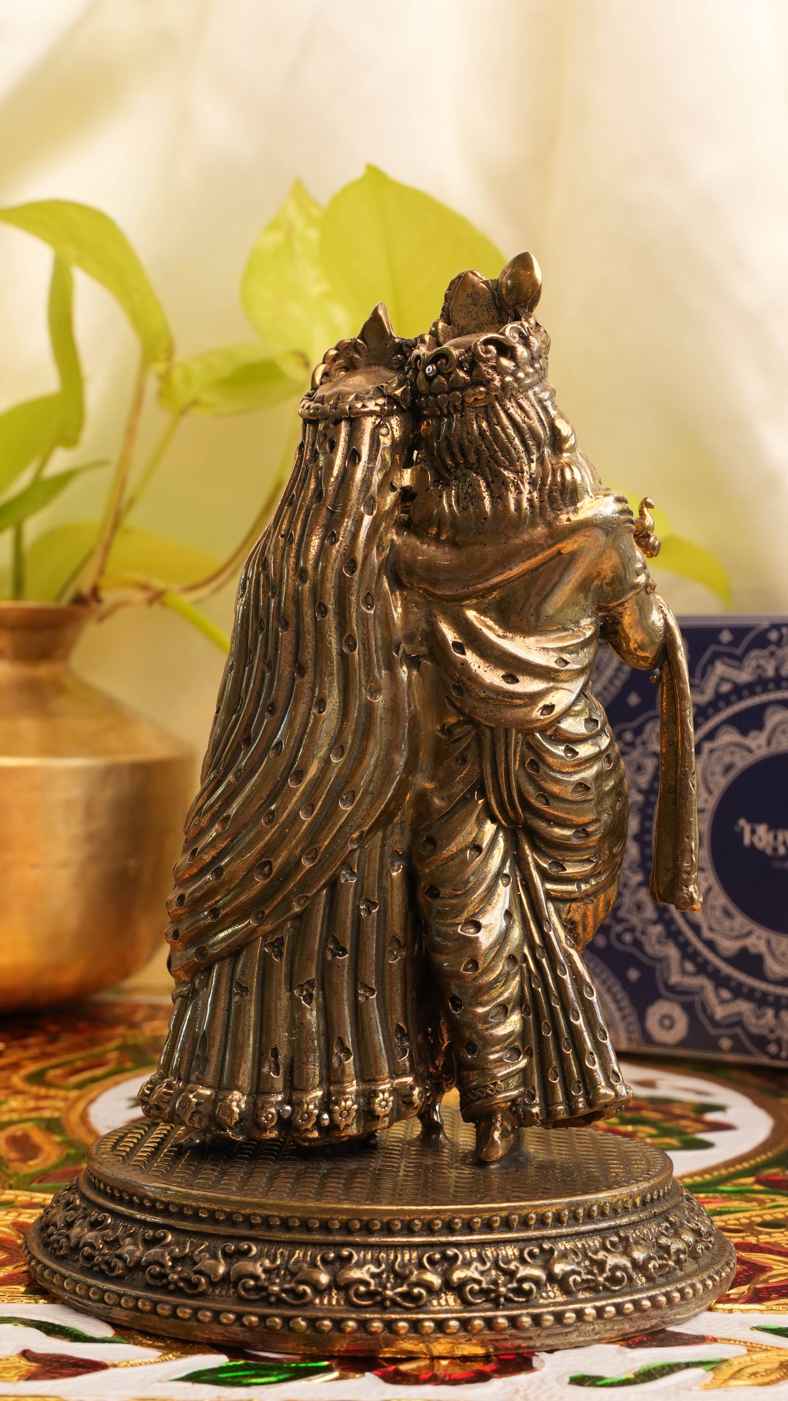 Radha Krishna Brass Idol – 4.5 Inch | Symbol of Divine Love & Harmony