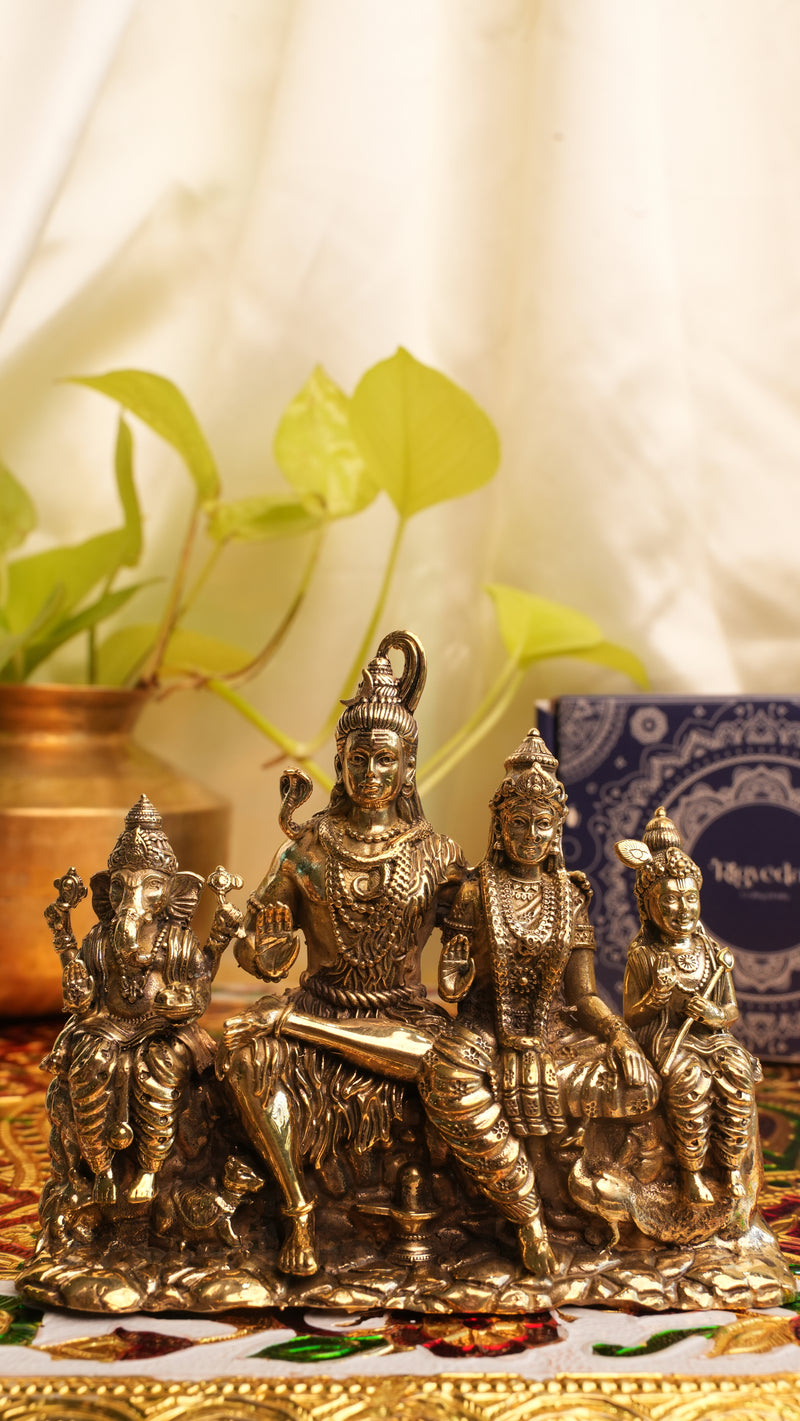 Brass Shiv Parivar – 4.25 Inch | Divine Family Idol for Harmony & Protection