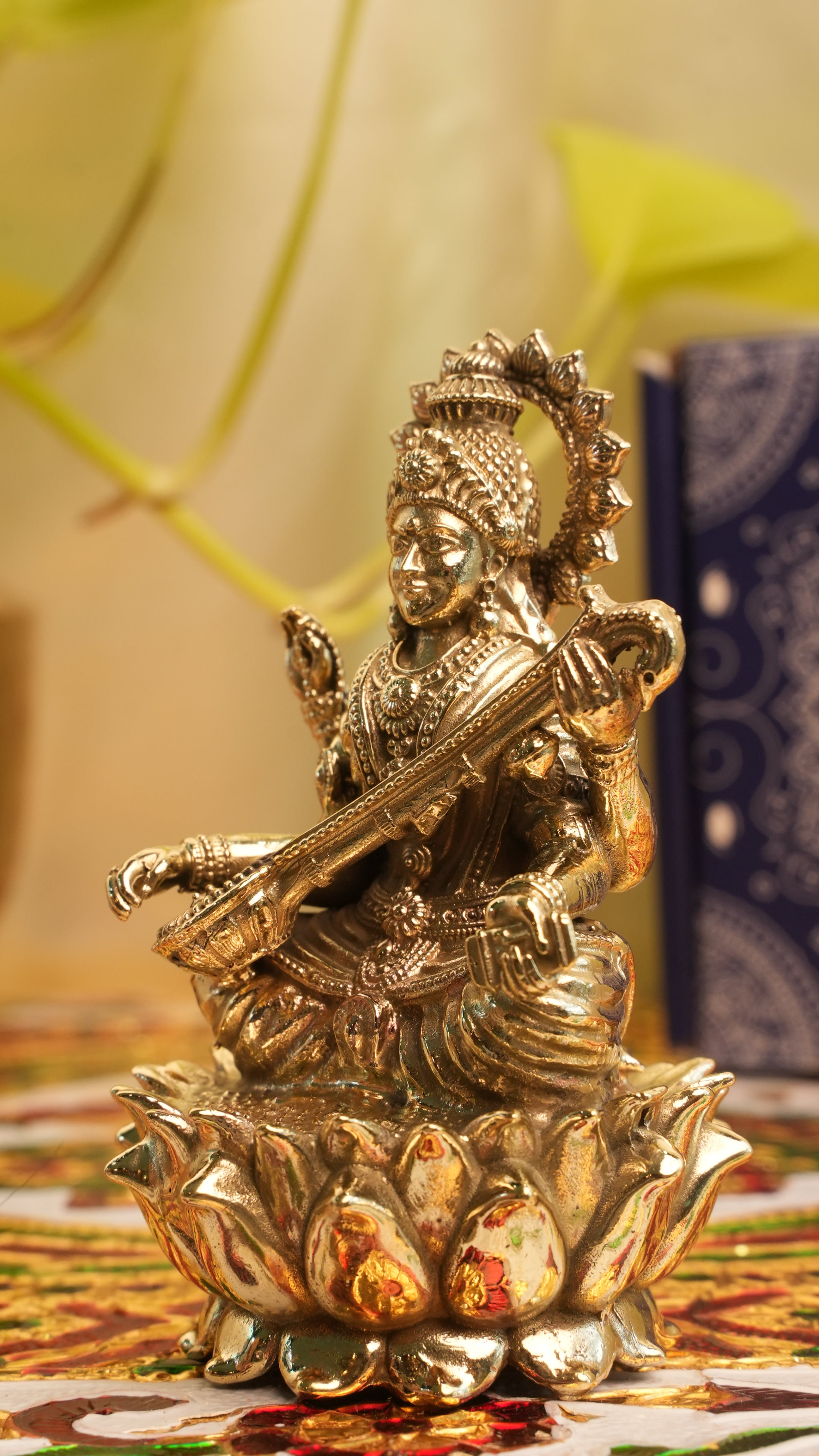 Brass Saraswati Mata Idol | Divine Sculpture of Knowledge, Creativity & Wisdom