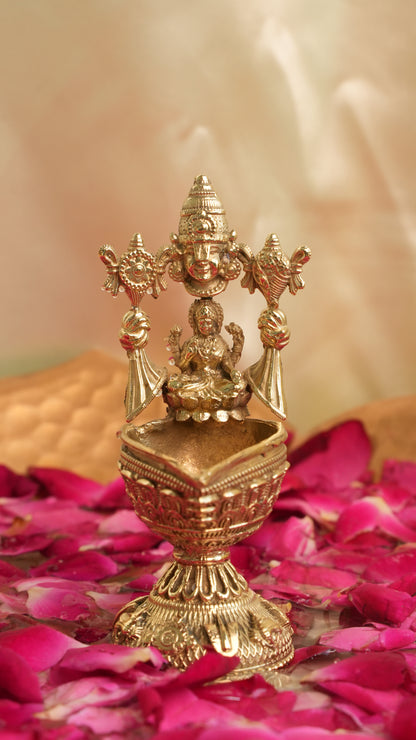 Brass Tirupati Balaji Lakshmi Diya | Rigvedaa™
