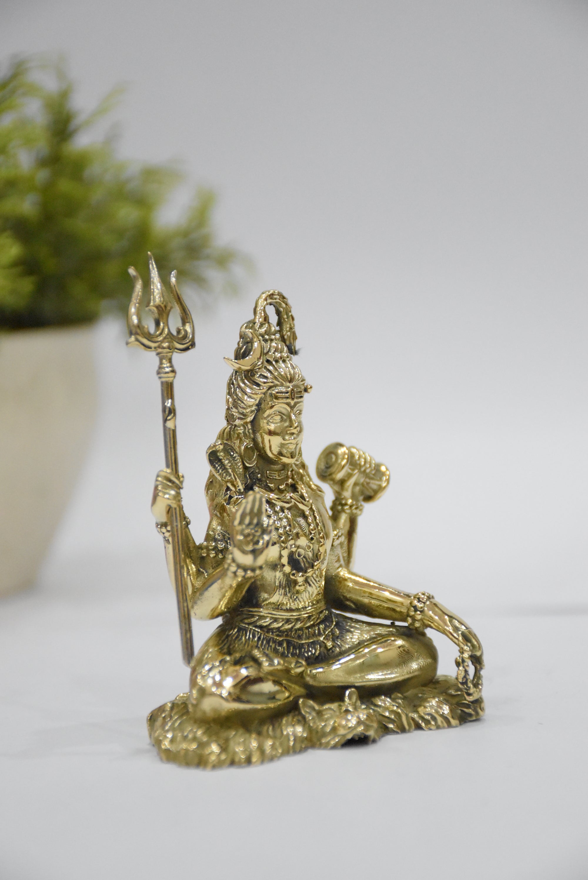 Brass Lord Shiva Murti – 3.25 Inch | Meditative Shiva Idol for Peace & Spiritual Strength