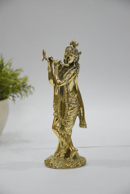 Lord Krishna Playing Flute Brass Murti | Divine Sculpture of the Supreme Love