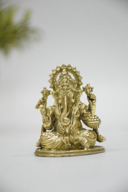 Brass Ganesha Car Dashboard Idol (2 Inch) | Rigvedaa™