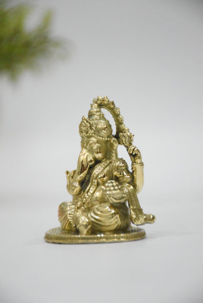 Brass Ganesha Car Dashboard Idol (2 Inch) | Rigvedaa™