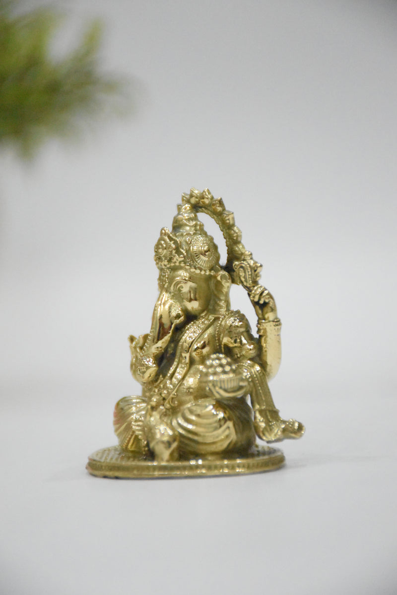 Brass Ganesha Car Dashboard Idol (2 Inch) | Rigvedaa™