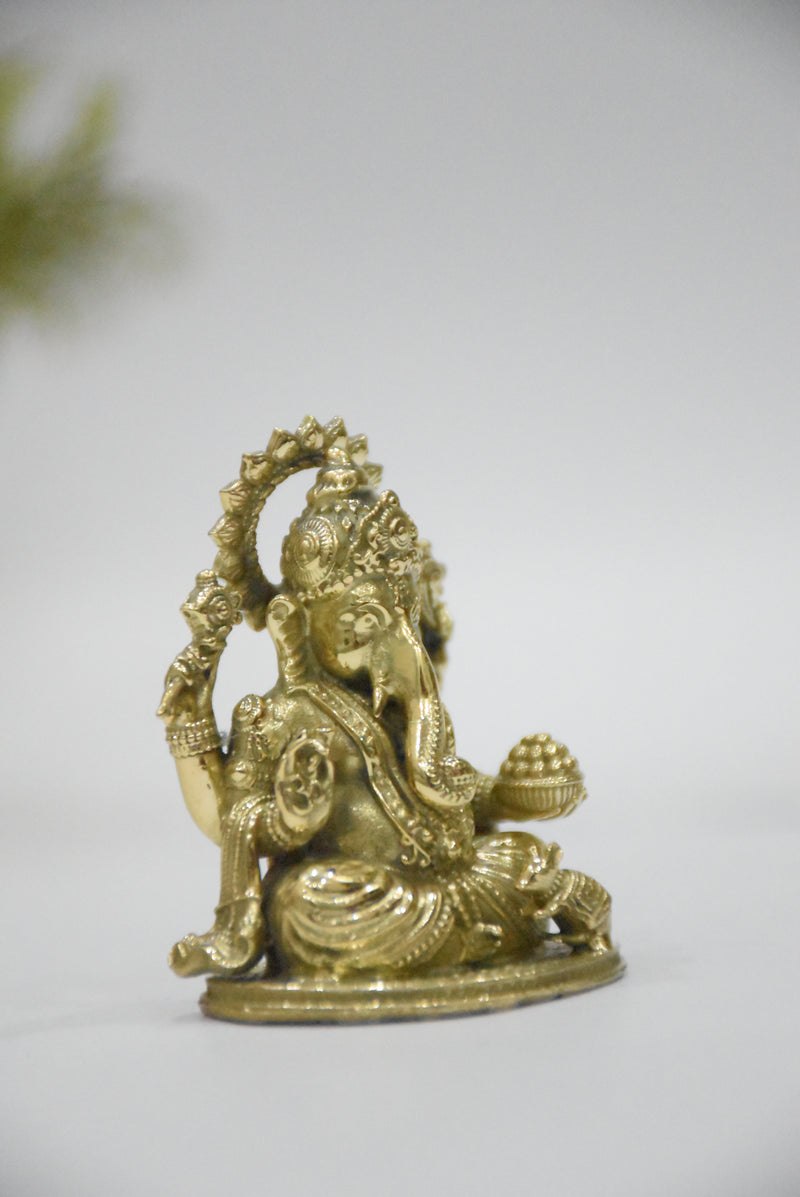 Brass Ganesha Car Dashboard Idol (2 Inch) | Rigvedaa™