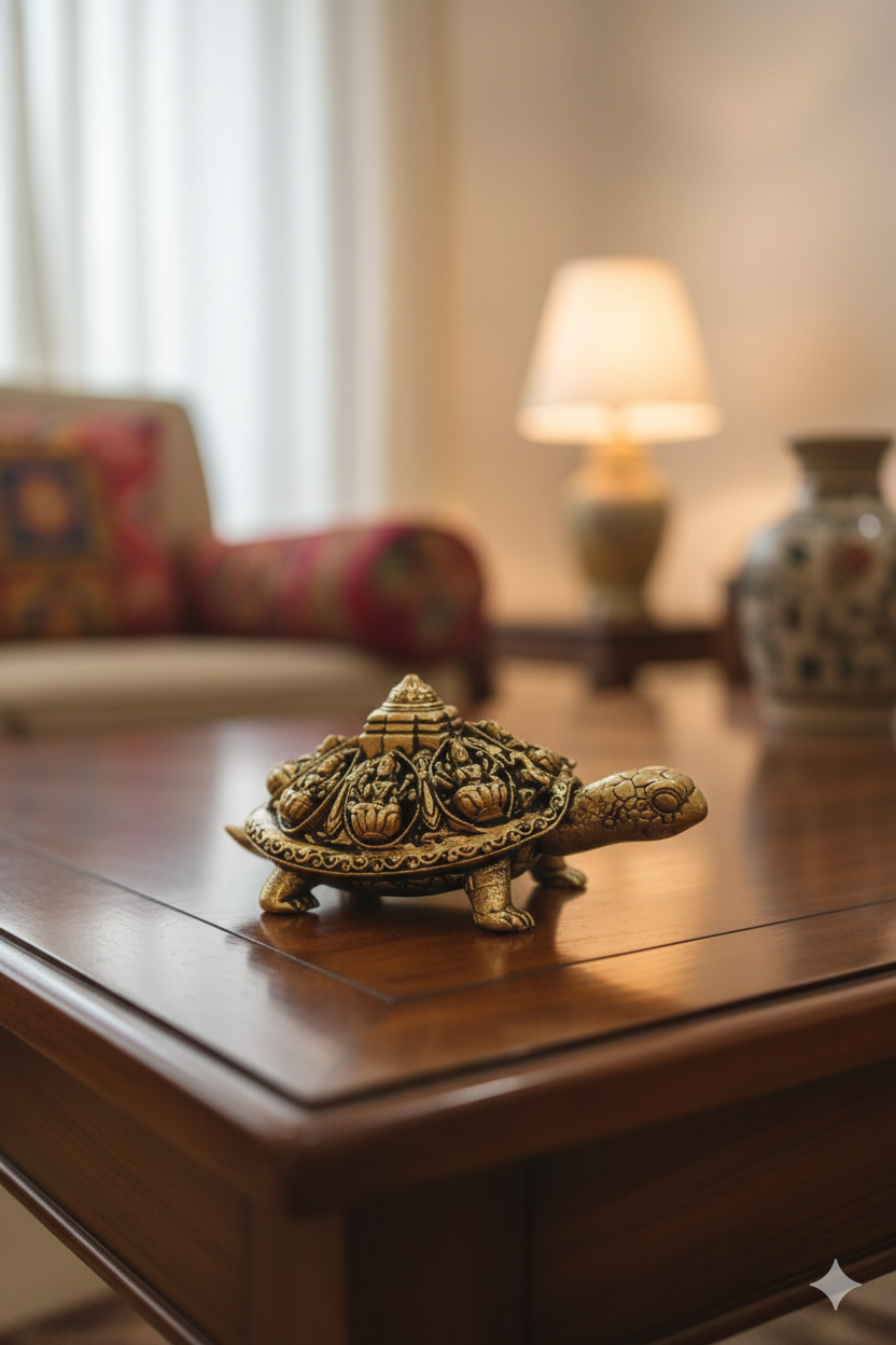 Ashta Lakshmi Brass Tortoise with Shree Yantra | Vastu Feng Shui Turtle for Prosperity