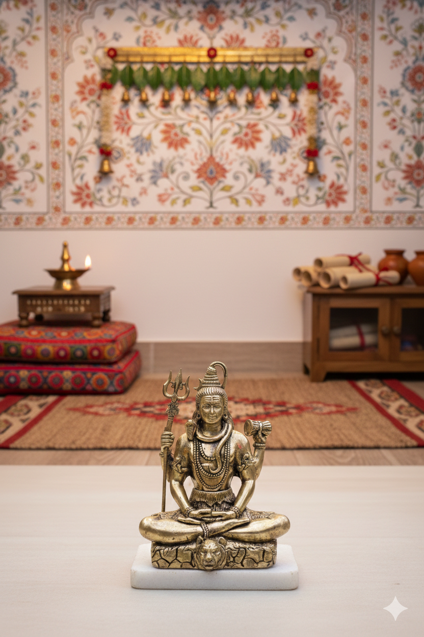 Brass Lord Shiva Tapasvi Pose – 4 Inch | Meditating Shiva Idol for Serenity & Spiritual Power