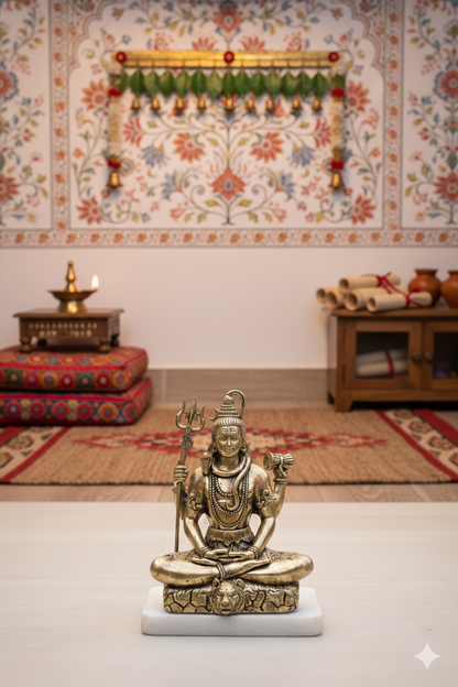 Brass Meditating Lord Shiva Tapasvi Idol (4") | Rigvedaa™