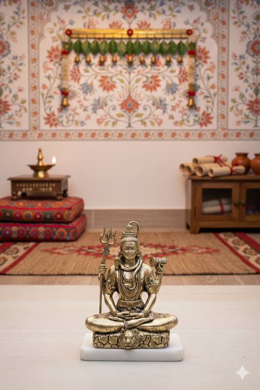 Brass Meditating Lord Shiva Tapasvi Idol (4") | Rigvedaa™