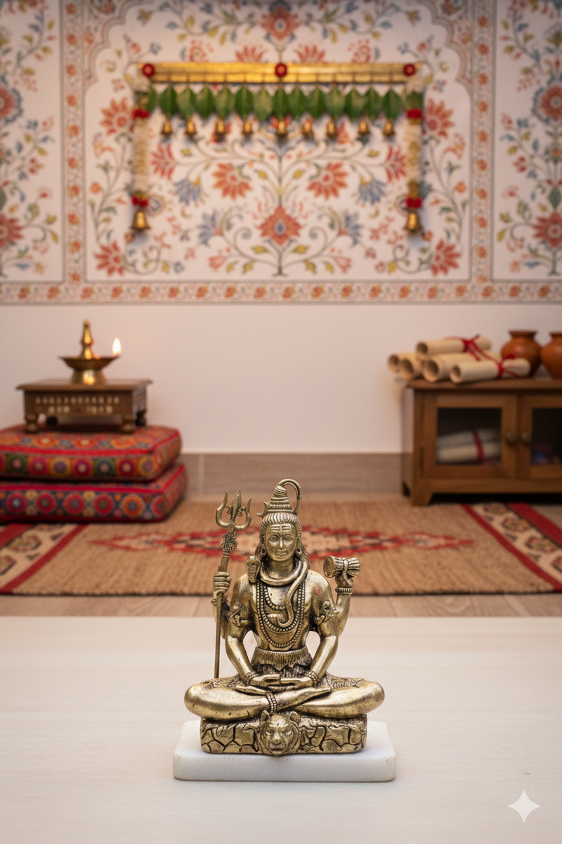 Brass Meditating Lord Shiva Tapasvi Idol (4") | Rigvedaa™