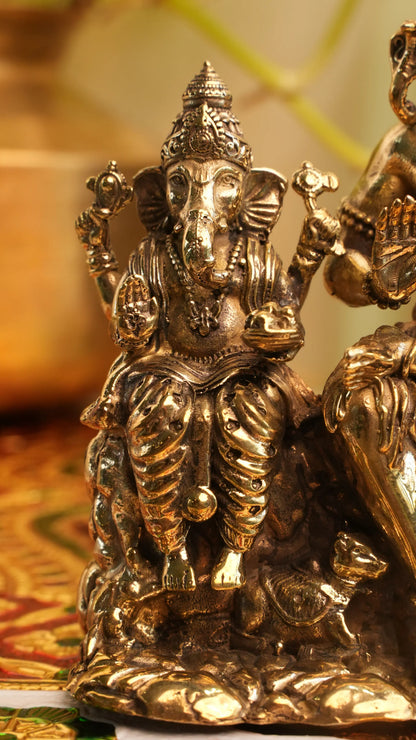 Brass Shiv Parivar – 4.25 Inch | Divine Family Idol for Harmony & Protection