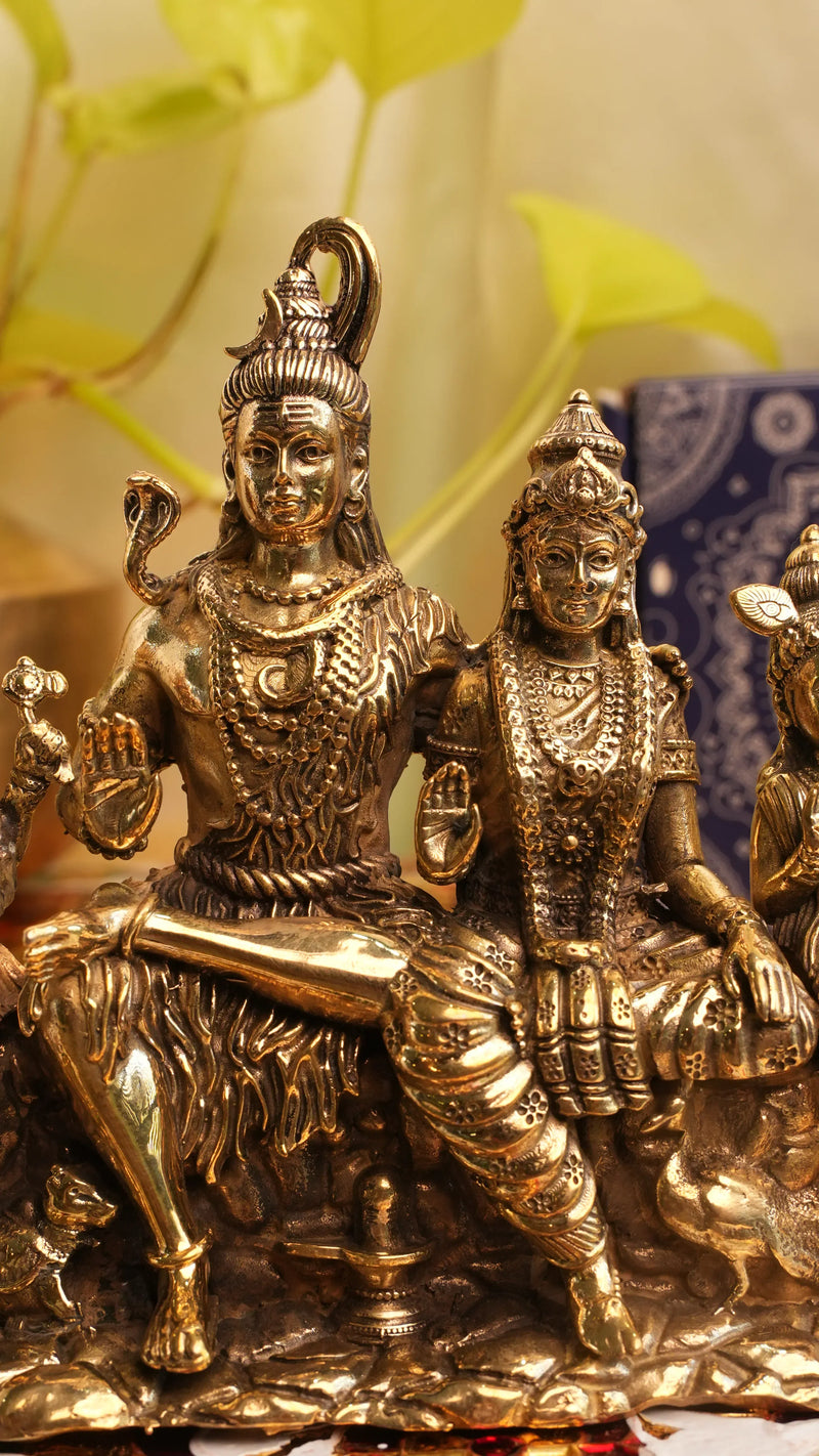 Brass Shiv Parivar – 4.25 Inch | Divine Family Idol for Harmony & Protection