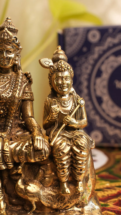 Brass Shiv Parivar – 4.25 Inch | Divine Family Idol for Harmony & Protection