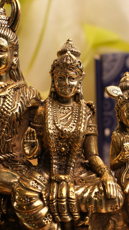Brass Shiv Parivar – 4.25 Inch | Divine Family Idol for Harmony & Protection
