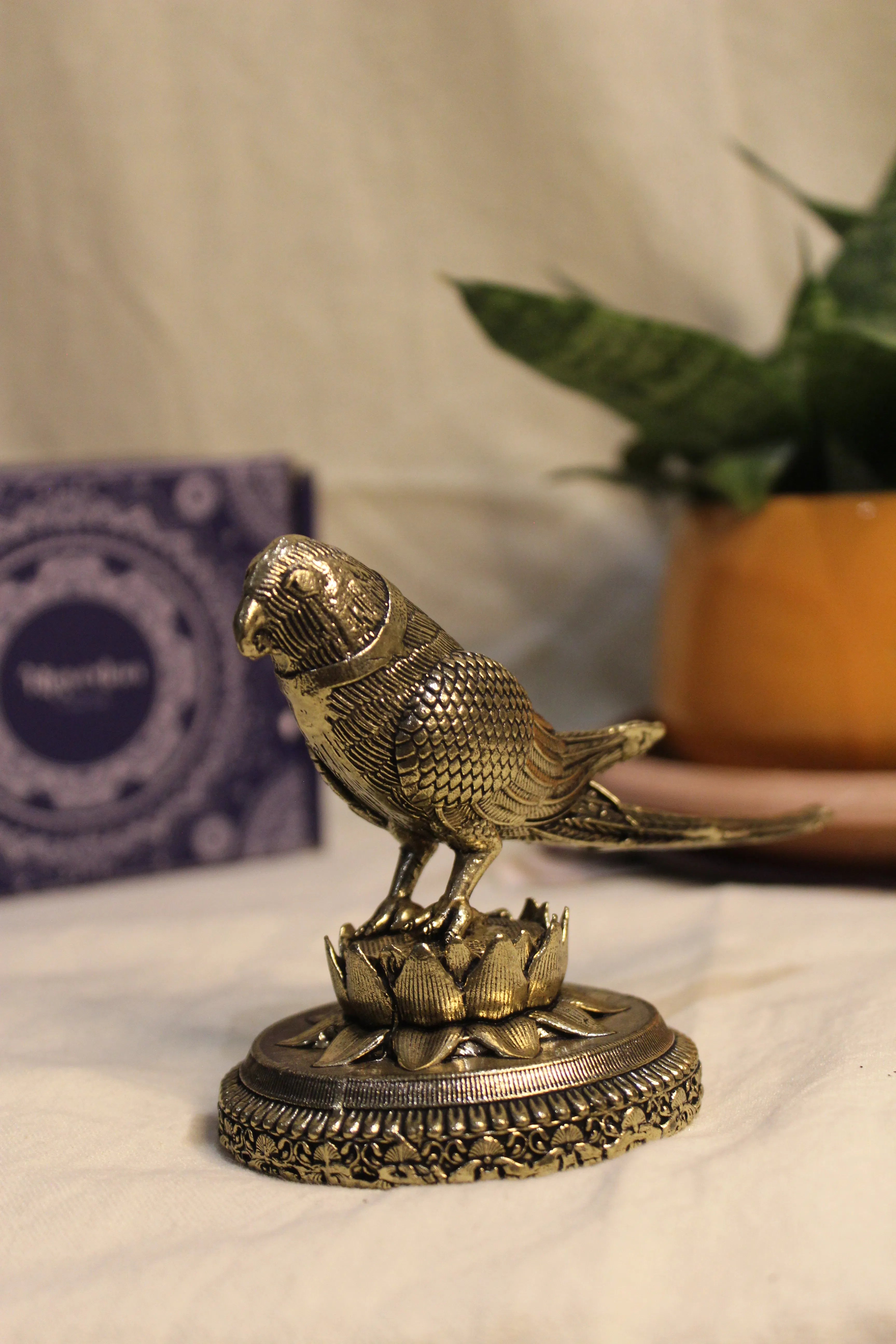 Exquisitely Carved Brass Parrot Figurine - 3 Inch