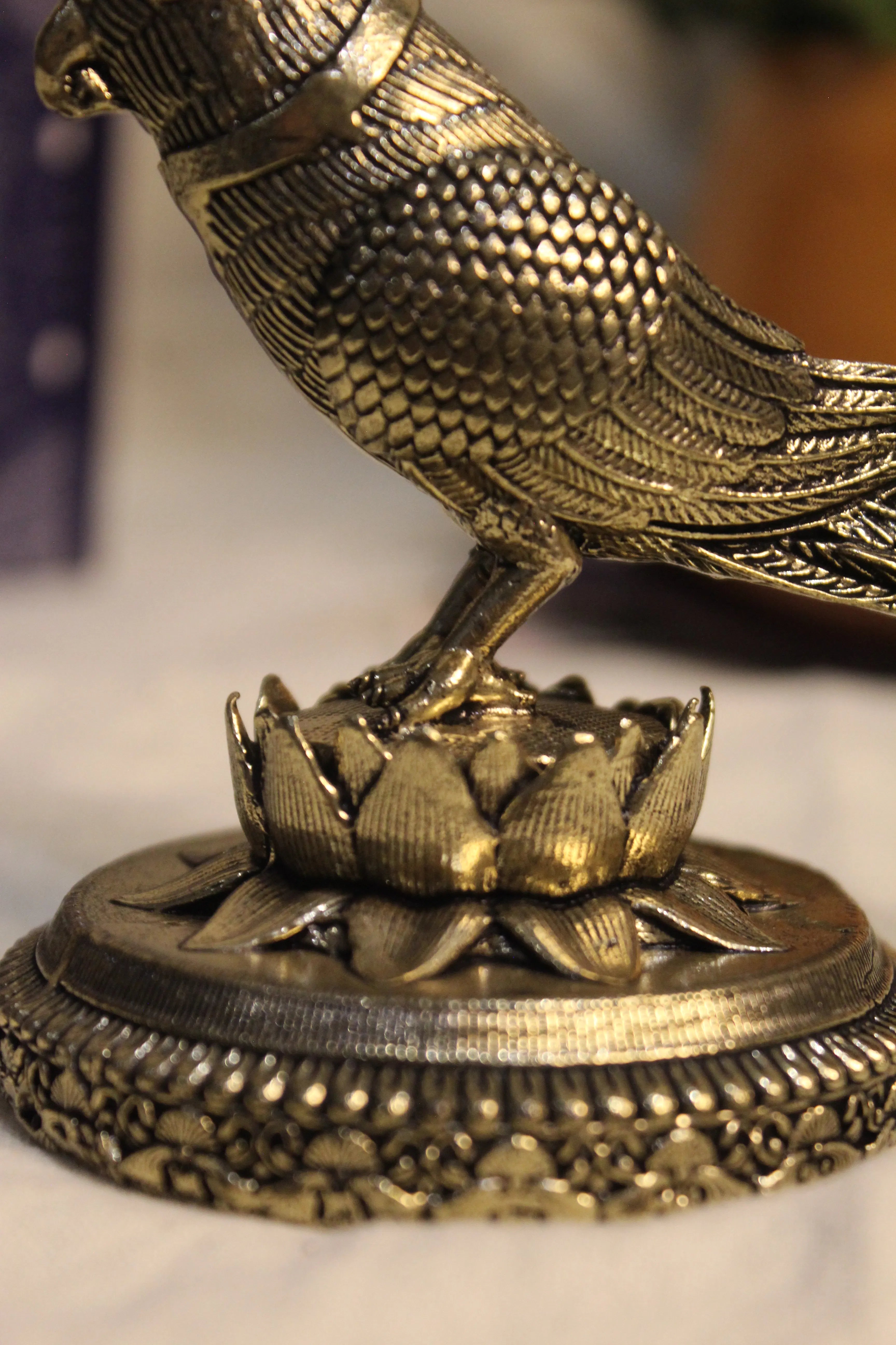 Exquisitely Carved Brass Parrot Figurine - 3 Inch