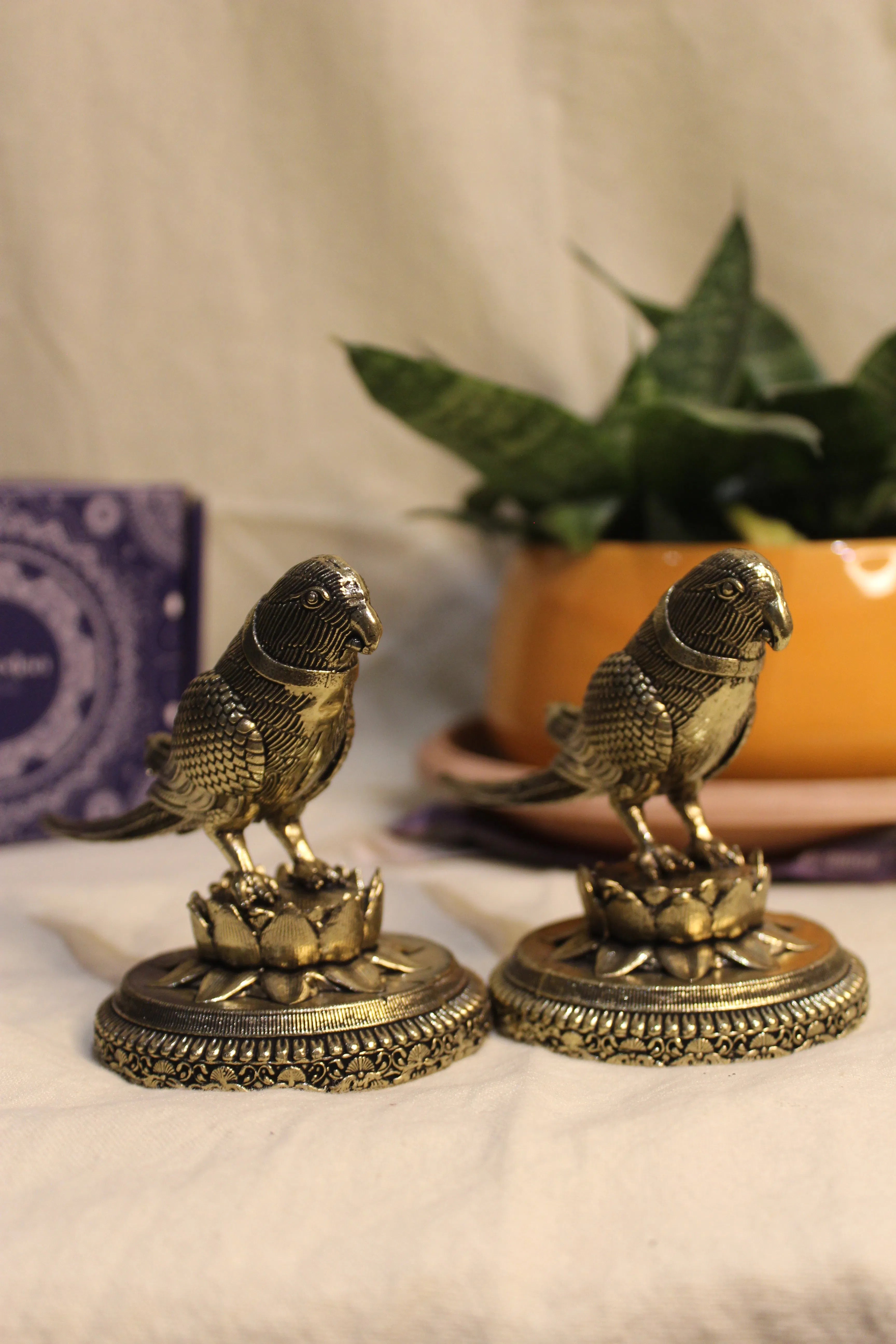 Exquisitely Carved Brass Parrot Figurine - 3 Inch