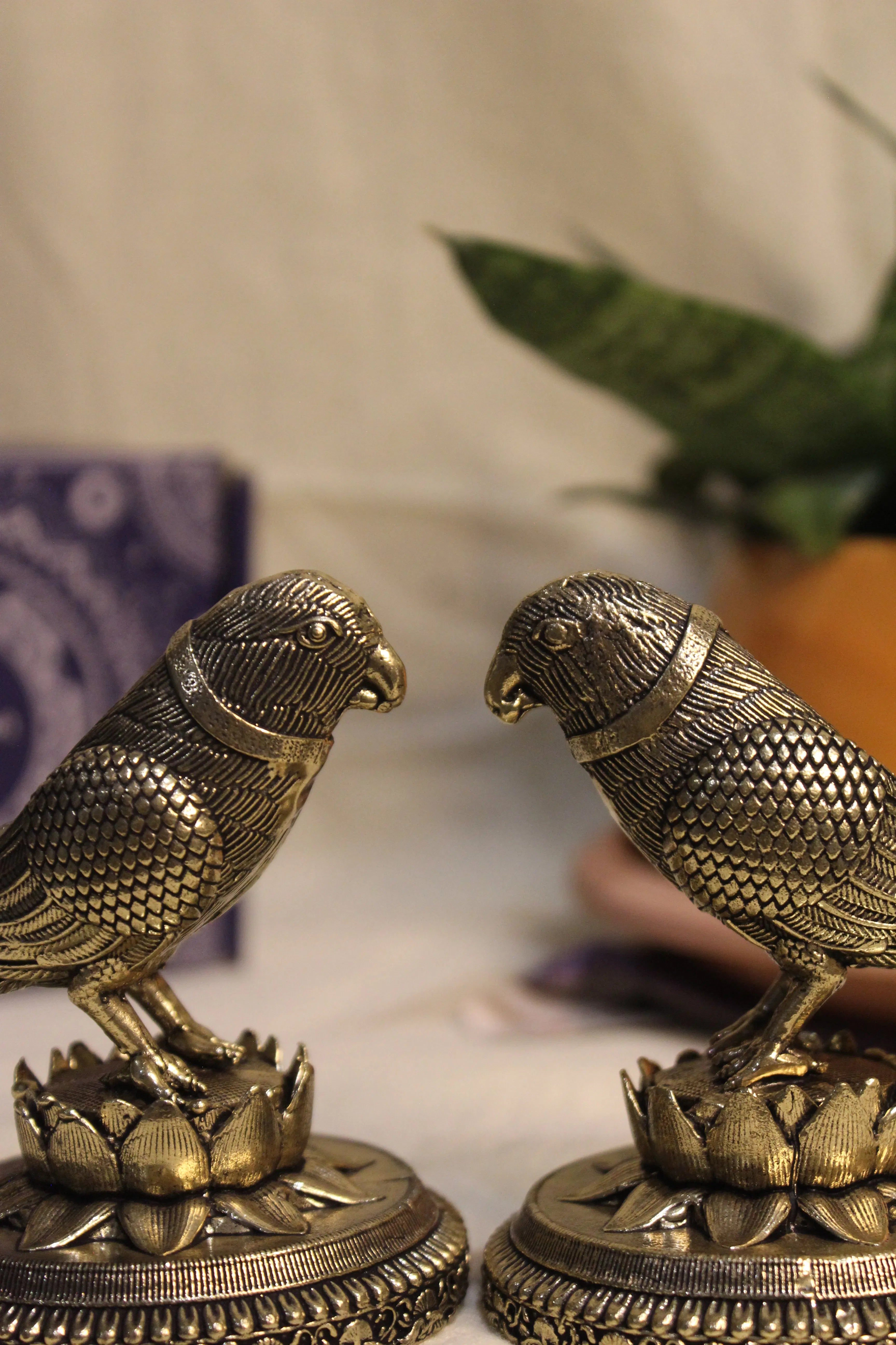 Exquisitely Carved Brass Parrot Figurine - 3 Inch