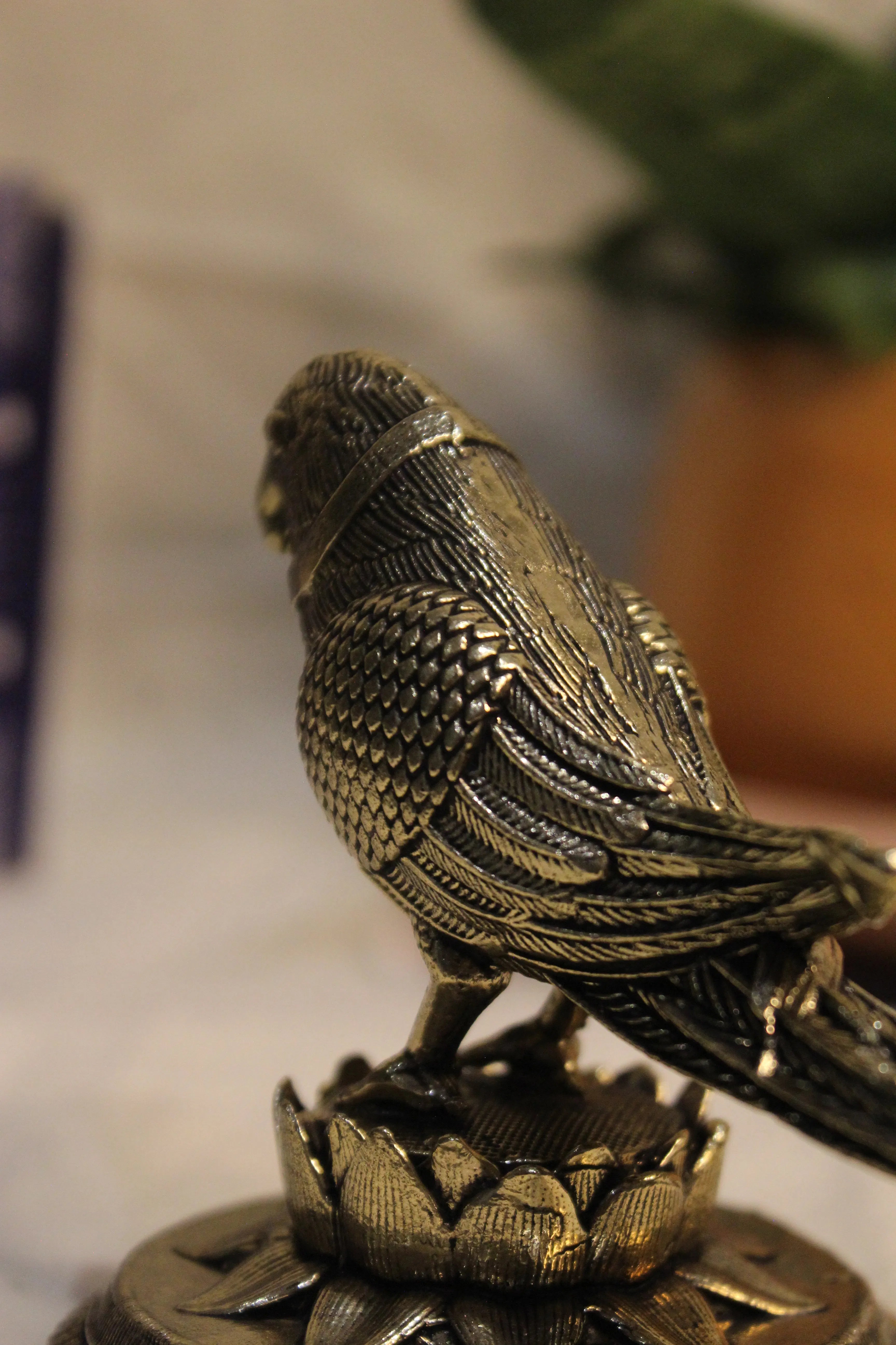 Exquisitely Carved Brass Parrot Figurine - 3 Inch